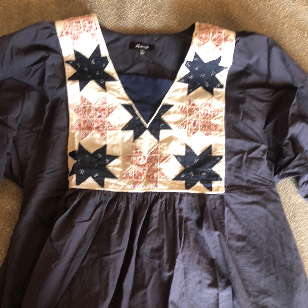 Navy and Cream Star Patterned Dress